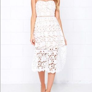 Lulu’s Pinnacle of Prestige Ivory Lace Midi Dress